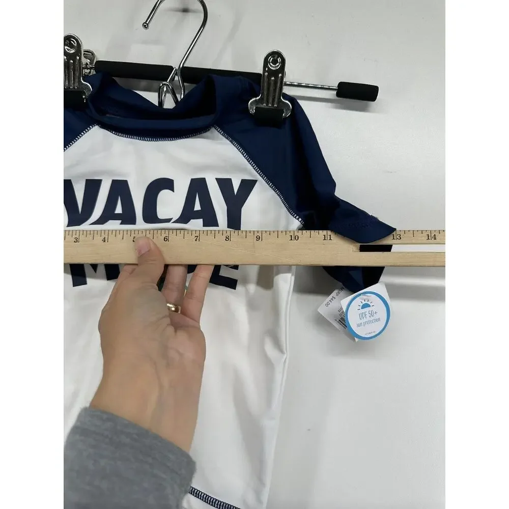 Carter's Vacay Mode Rash Guard Shirt Top White Boys UPF 50+ Sz 3‎ T NEW